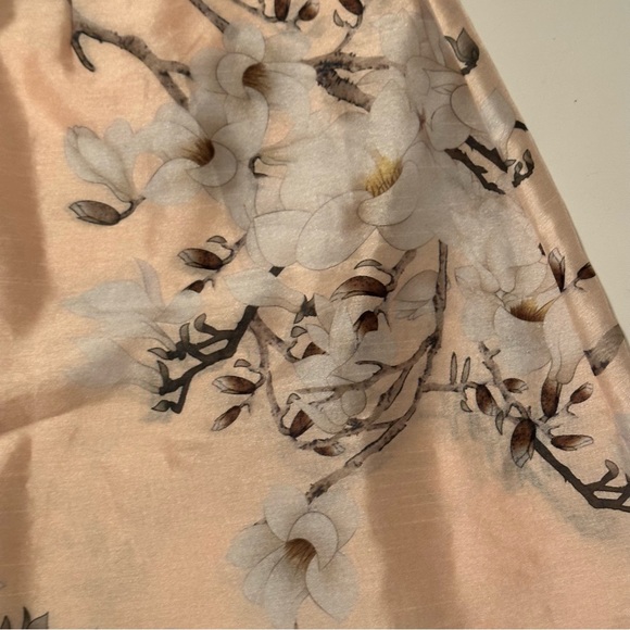 Dan Munier Cream Asian Inspired Floral Bird Cap Sleeves 2 Tired Bottom Dress - Picture 8 of 16